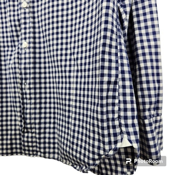 J. Crew Mens 120s 2ply Checkered Print Long Sleeve Button Down Shirt Size 16/35 - Picture 4 of 6